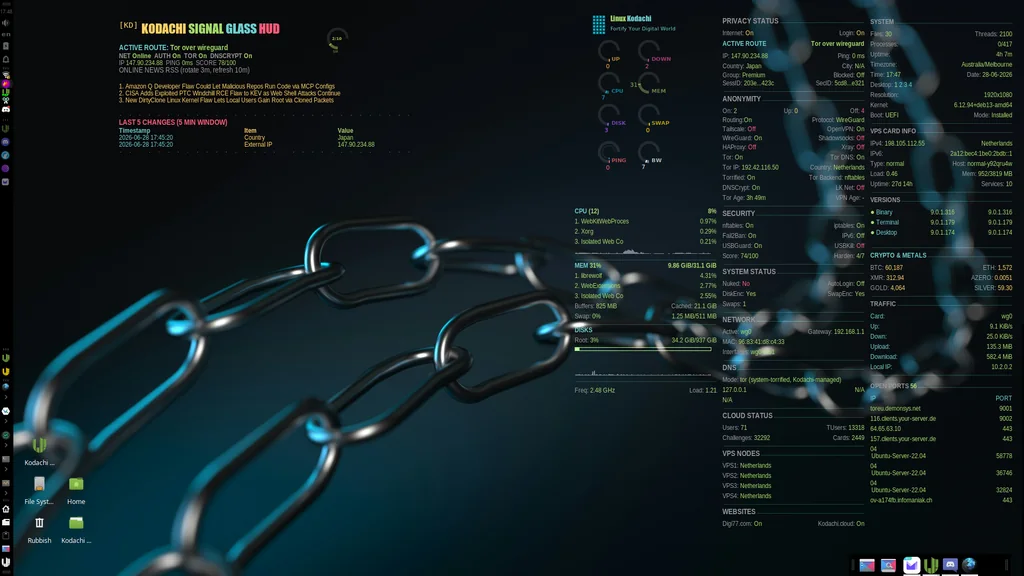BlackwolfOz's Kodachi desktop: chains by BlackwolfOz, Kodachi OS desktop