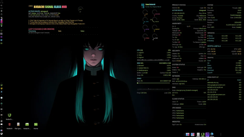 BlackwolfOz's Kodachi desktop: neon girl by BlackwolfOz, Kodachi OS desktop