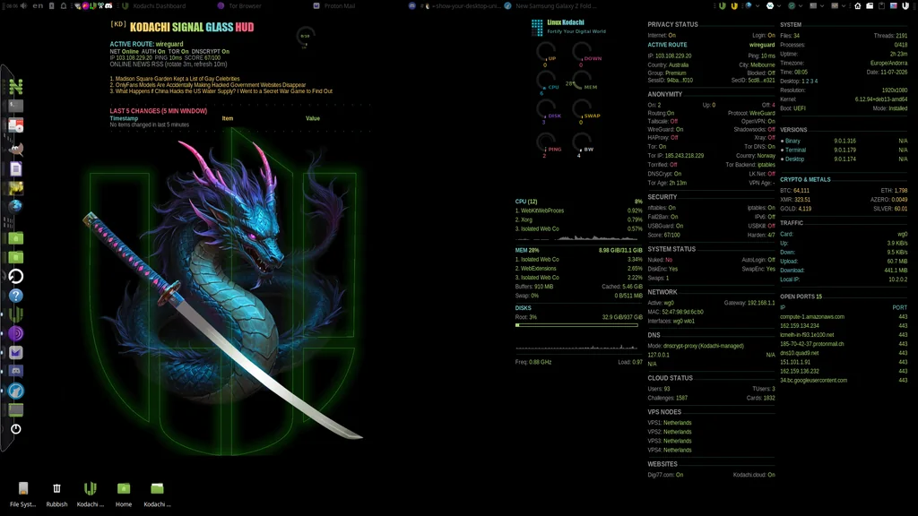 BlackwolfOz's Kodachi desktop: sword by BlackwolfOz, Kodachi OS desktop