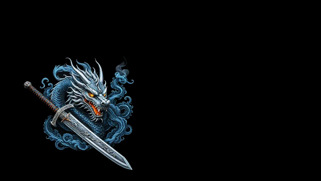 Kodachi Dragon Protector 16:9 aspect. Conky safe. by Qtmax, Kodachi OS desktop
