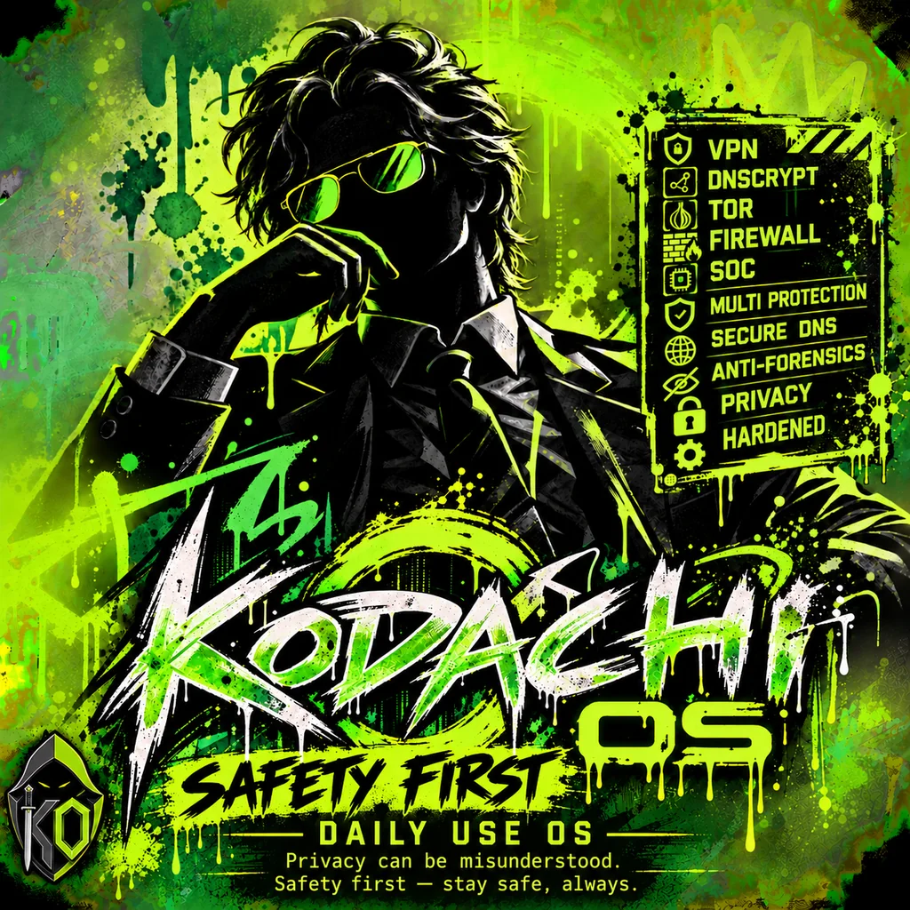 Neon Kodachi OS Safety Poster by HodakPC, Kodachi OS crest