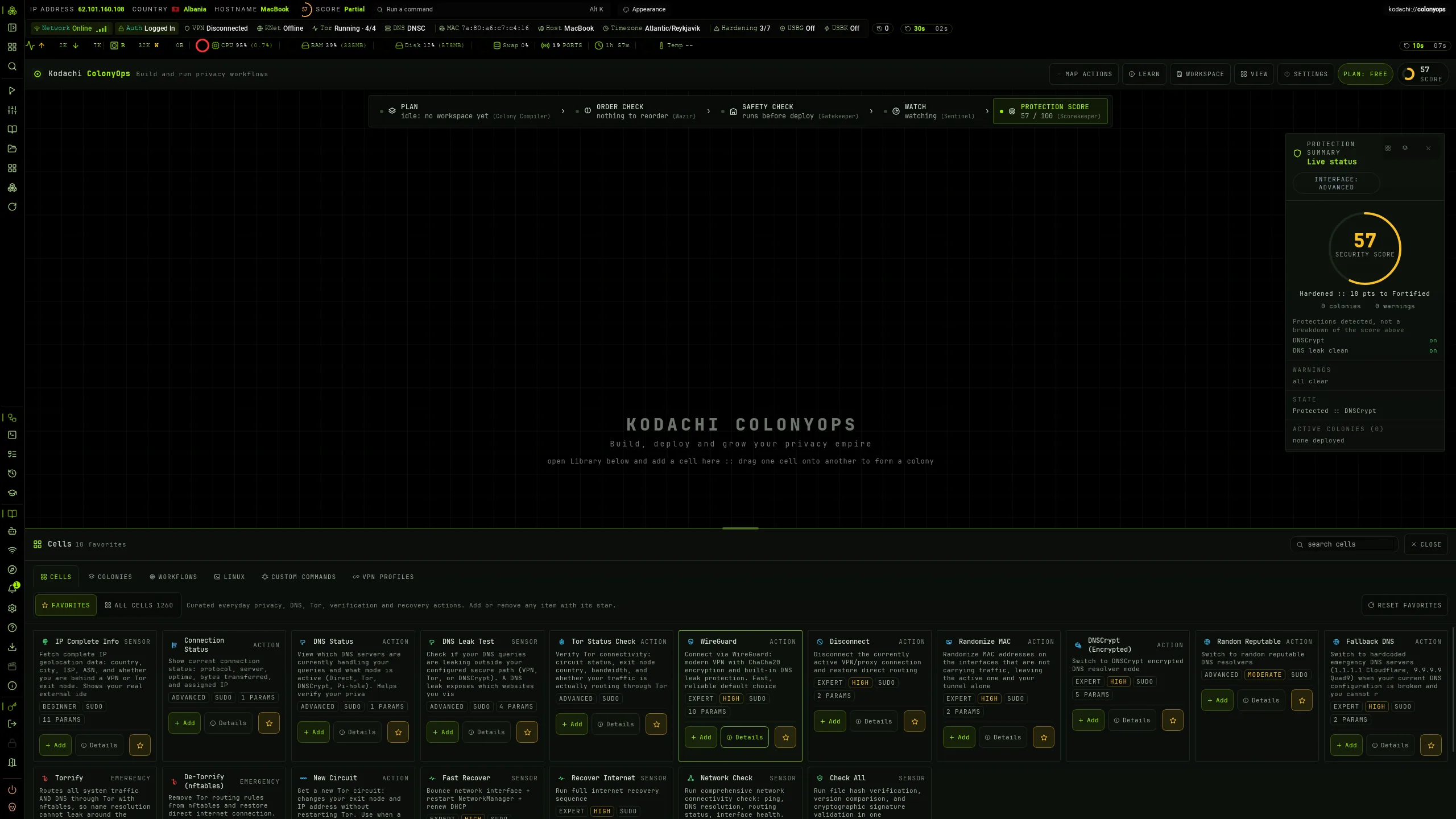 Kodachi dashboard, The cell library
