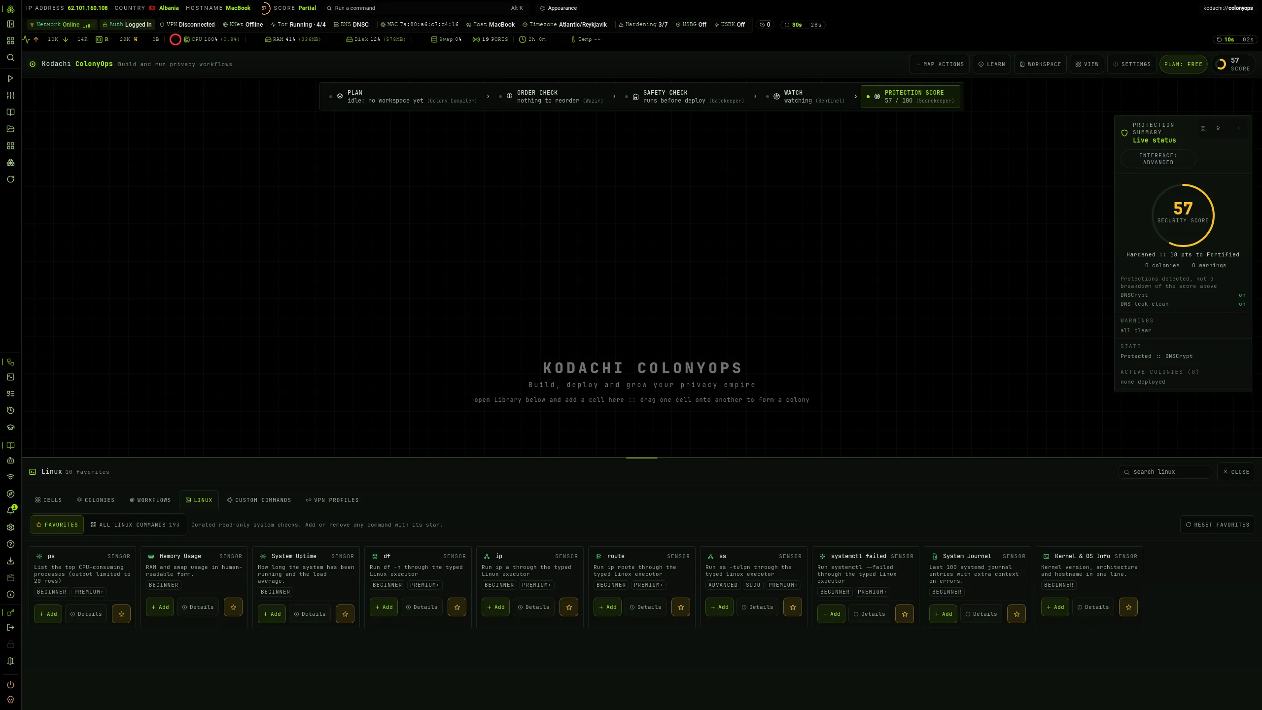 Kodachi dashboard, The Linux library