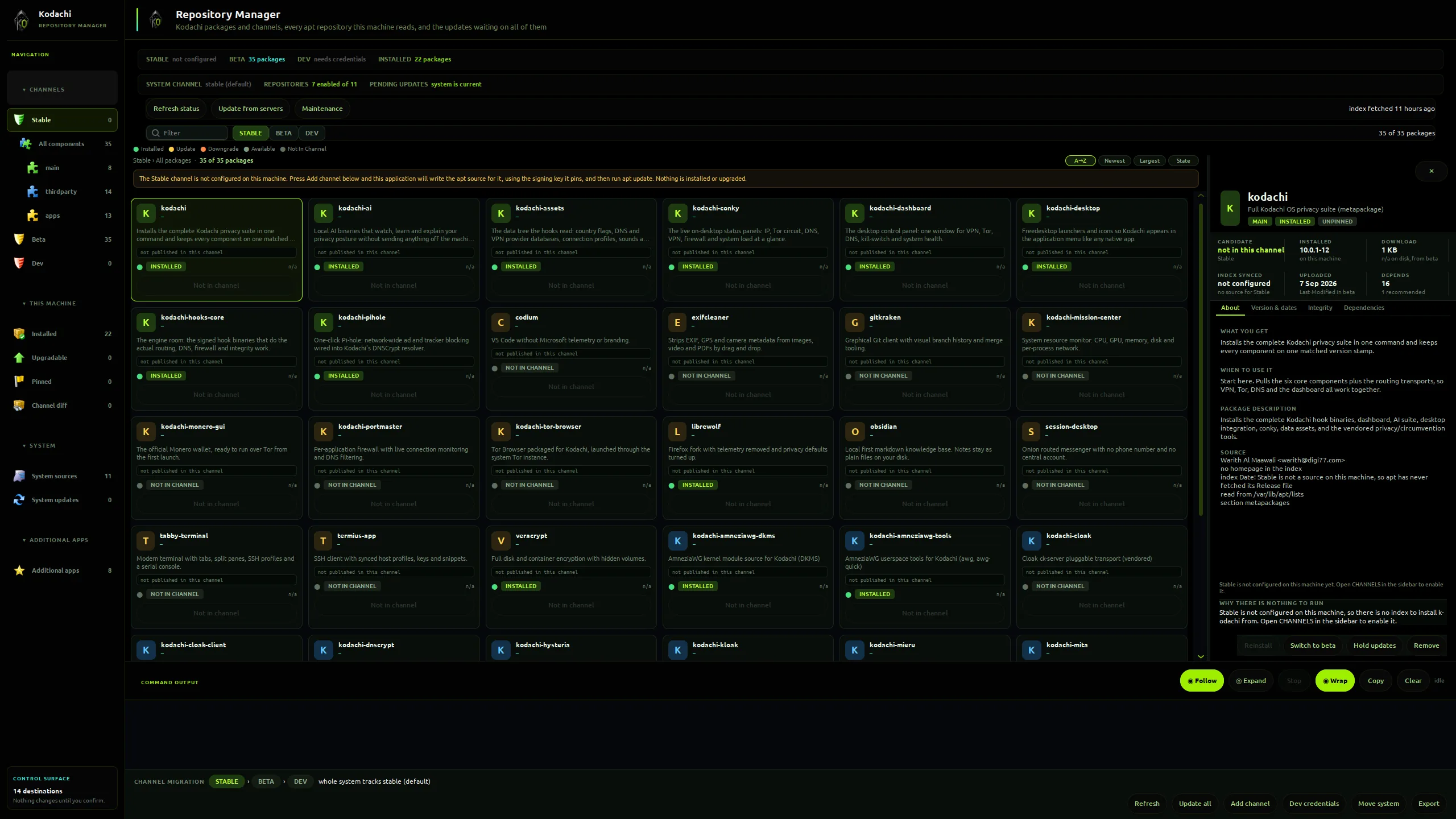 Kodachi dashboard, Repository Manager