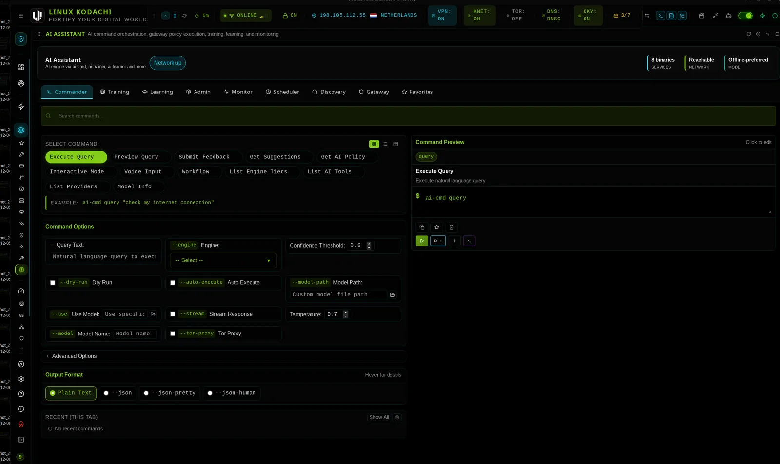 Kodachi dashboard, AI gateway